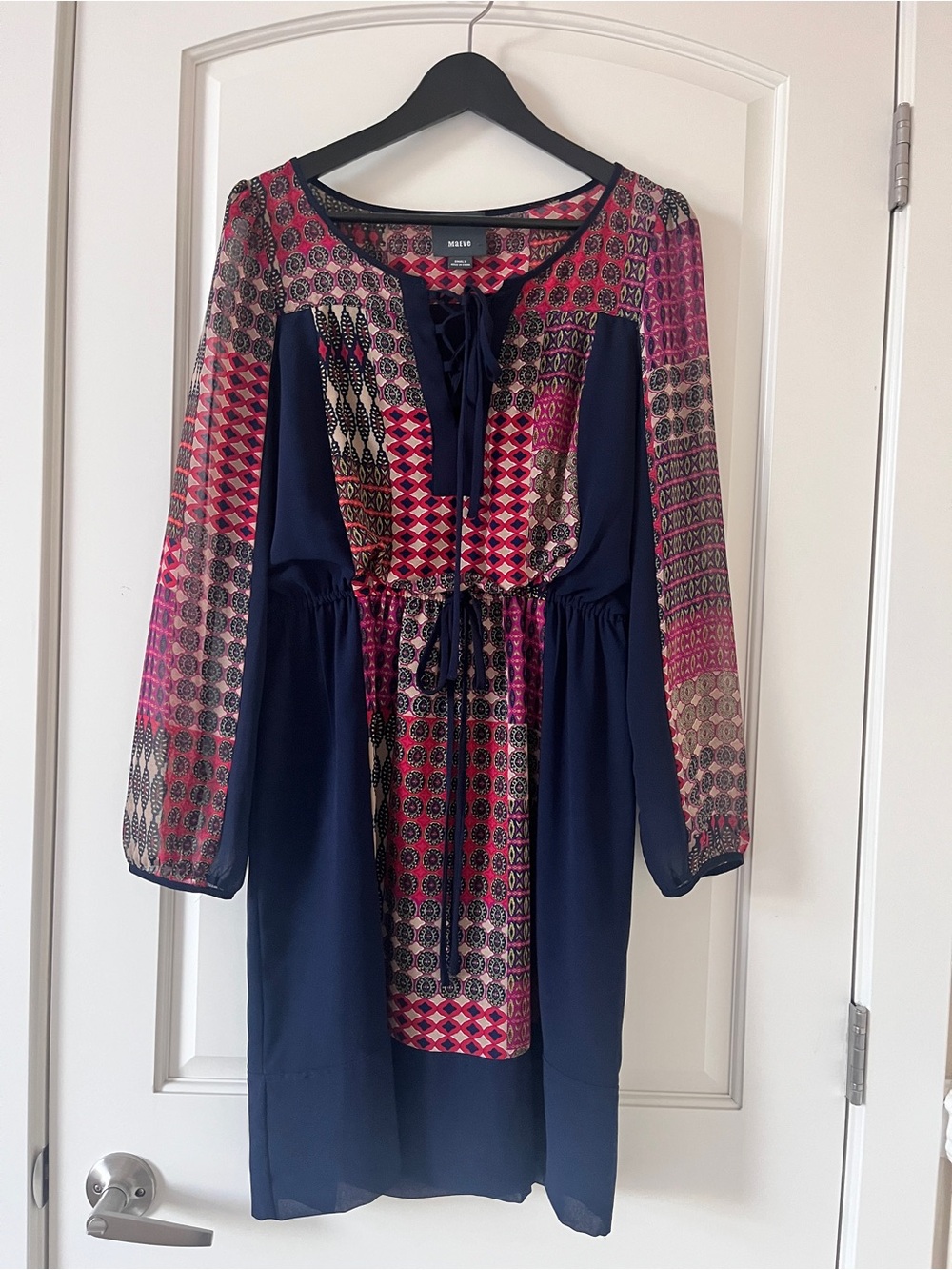 Maeve Anthropologie Geometric Print Midi Dress | S | Boho Chic | Eclectic